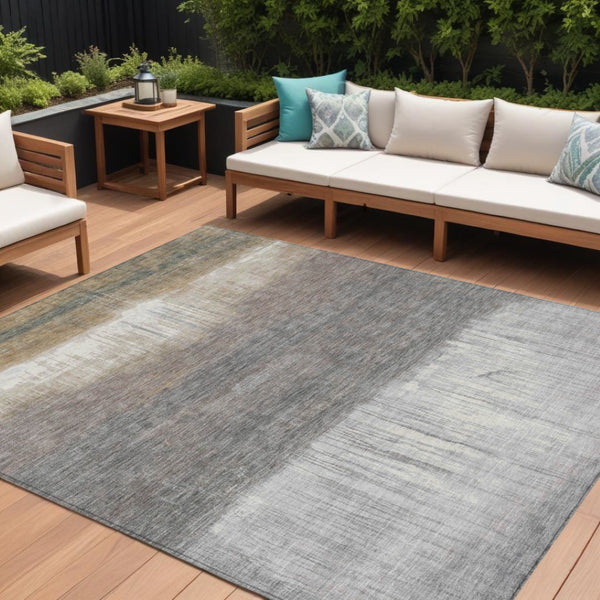 HomeRoots 5' Stylish Taupe and Gray Abstract Area Rug - Washable, Durable for Indoor and Outdoor Spaces 9' X 12' 632069