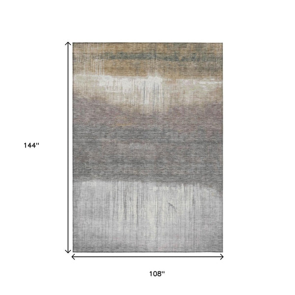 HomeRoots 5' Stylish Taupe and Gray Abstract Area Rug - Washable, Durable for Indoor and Outdoor Spaces 9' X 12' 632069