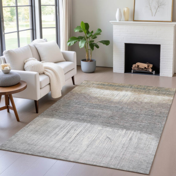 HomeRoots 5' Stylish Taupe and Gray Abstract Area Rug - Washable, Durable for Indoor and Outdoor Spaces 9' X 12' 632069