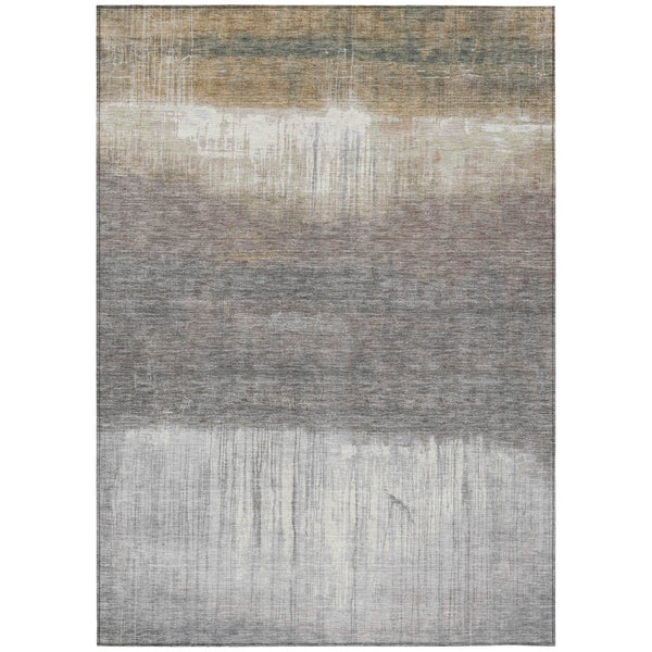 HomeRoots 5' Stylish Taupe and Gray Abstract Area Rug - Washable, Durable for Indoor and Outdoor Spaces 10' X 14' 632070