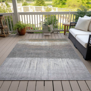 HomeRoots 5' Stylish Taupe and Gray Abstract Area Rug - Washable, Durable for Indoor and Outdoor Spaces 10' X 14' 632070