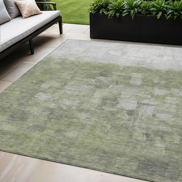 HomeRoots 5' X 8' Fern Green and Silver Abstract Area Rug - Stylish, Washable, Indoor/Outdoor, Easy Care! 632072