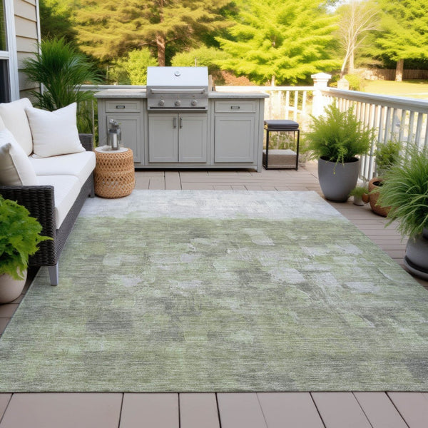 HomeRoots 5' X 8' Fern Green and Silver Abstract Area Rug - Stylish, Washable, Indoor/Outdoor, Easy Care! 632072