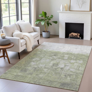 HomeRoots 5' X 8' Fern Green and Silver Abstract Area Rug - Stylish, Washable, Indoor/Outdoor, Easy Care! 632072