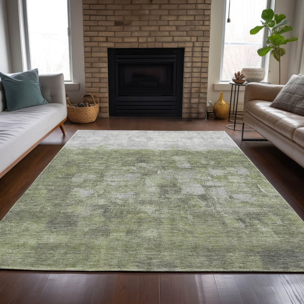 HomeRoots 5' X 8' Fern Green and Silver Abstract Area Rug - Stylish, Washable, Indoor/Outdoor, Easy Care! 632072