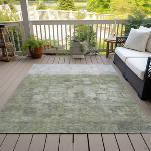 HomeRoots 5' X 8' Fern Green and Silver Abstract Area Rug - Stylish, Washable, Indoor/Outdoor, Easy Care! 632072