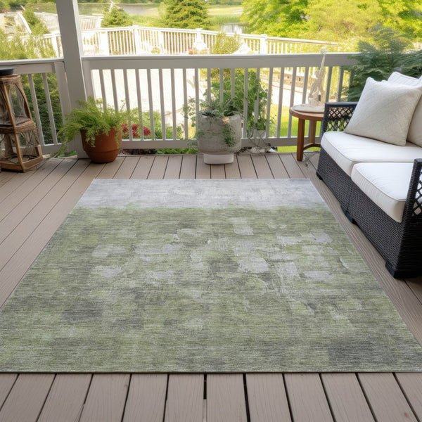 HomeRoots 5' X 8' Fern Green and Silver Abstract Area Rug - Stylish, Washable, Indoor/Outdoor, Easy Care! 632072