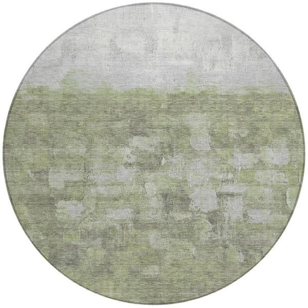 HomeRoots 8' Fern Green and Silver Abstract Washable Area Rug - Stylish Indoor/Outdoor Solution for Any Space 632073