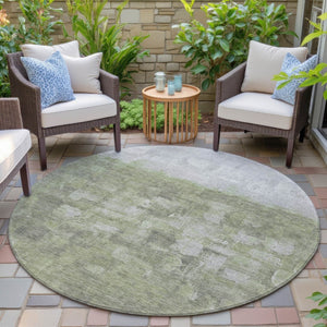 HomeRoots 8' Fern Green and Silver Abstract Washable Area Rug - Stylish Indoor/Outdoor Solution for Any Space 632073