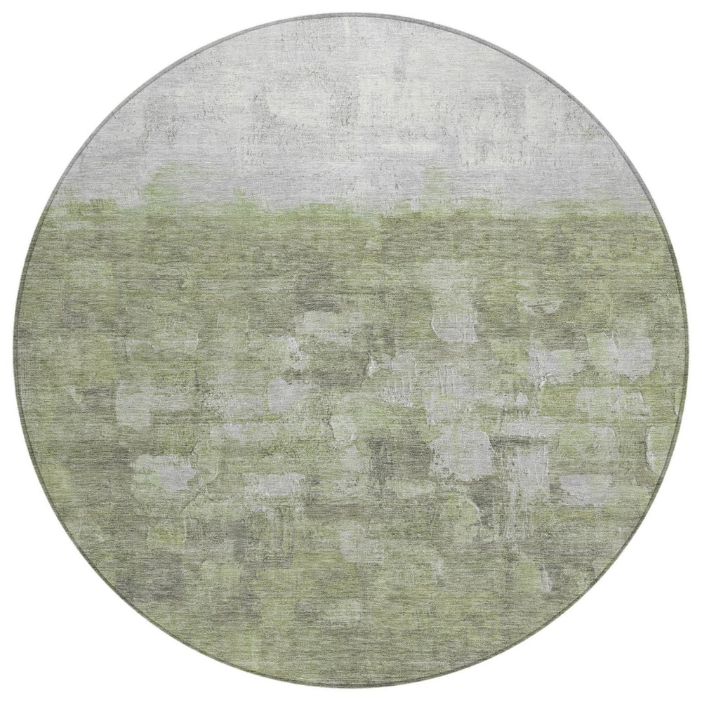HomeRoots 8' Fern Green and Silver Abstract Washable Area Rug - Stylish Indoor/Outdoor Solution for Any Space 632073