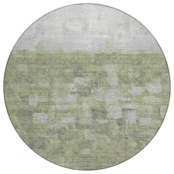 HomeRoots 8' Fern Green and Silver Abstract Washable Area Rug - Stylish Indoor/Outdoor Solution for Any Space 632073