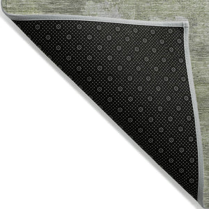 HomeRoots 8' Fern Green and Silver Abstract Washable Area Rug - Stylish Indoor/Outdoor Solution for Any Space 632073