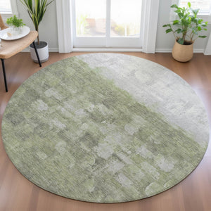 HomeRoots 8' Fern Green and Silver Abstract Washable Area Rug - Stylish Indoor/Outdoor Solution for Any Space 632073