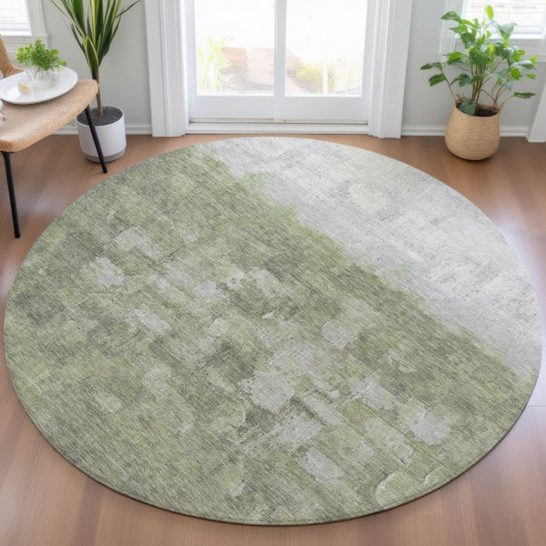 HomeRoots 8' Fern Green and Silver Abstract Washable Area Rug - Stylish Indoor/Outdoor Solution for Any Space 632073