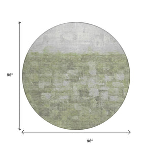 HomeRoots 8' Fern Green and Silver Abstract Washable Area Rug - Stylish Indoor/Outdoor Solution for Any Space 632073