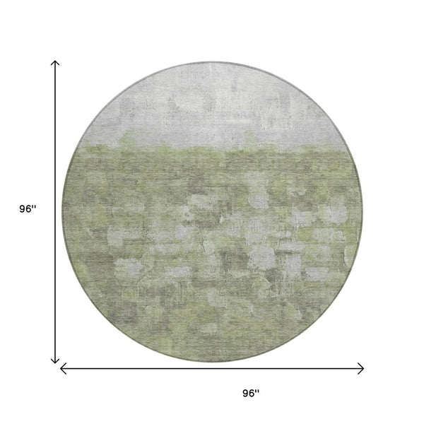 HomeRoots 8' Fern Green and Silver Abstract Washable Area Rug - Stylish Indoor/Outdoor Solution for Any Space 632073