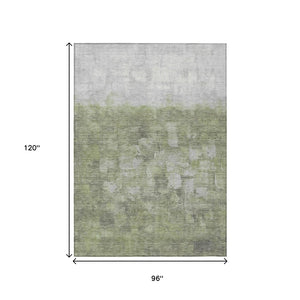 HomeRoots 8' X 10' Contemporary Fern Green & Silver Abstract Area Rug - Washable for Indoor & Outdoor Use 632074