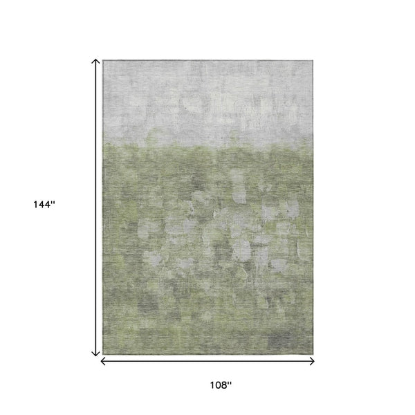 HomeRoots 9' X 12' Fern Green & Silver Abstract Area Rug – Durable, Washable, Stylish for Indoors & Outdoors 632075