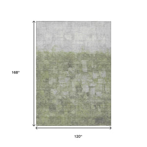 HomeRoots 10' Contemporary Fern Green & Silver Abstract Washable Area Rug – Indoor/Outdoor Versatile Design 632076