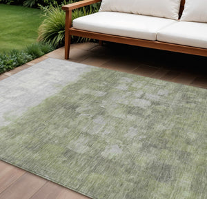 HomeRoots 10' Contemporary Fern Green & Silver Abstract Washable Area Rug – Indoor/Outdoor Versatile Design 632076