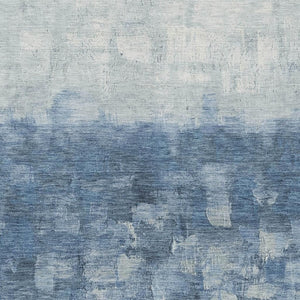 HomeRoots 5' Navy Blue and Silver Abstract Area Rug - Durable, Machine-Washable, Stylish for Indoors & Outdoors 632078
