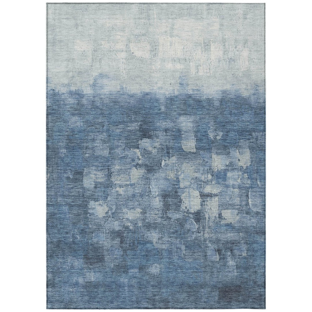 HomeRoots 8' X 10' Navy Blue And Silver Abstract Area Rug – Stylish, Durable, Washable for Indoor & Outdoor Use 632080