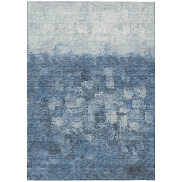 HomeRoots 8' X 10' Navy Blue And Silver Abstract Area Rug – Stylish, Durable, Washable for Indoor & Outdoor Use 632080