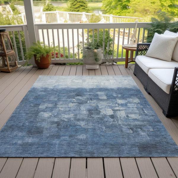 HomeRoots 8' X 10' Navy Blue And Silver Abstract Area Rug – Stylish, Durable, Washable for Indoor & Outdoor Use 632080