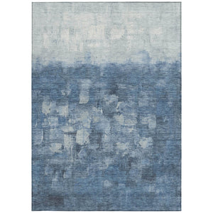 HomeRoots 9' X 12' Navy Blue & Silver Abstract Washable Area Rug - Modern Durable Design for Indoor/Outdoor Use 632081