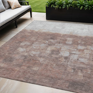 HomeRoots 5' X 8' Rust and Silver Abstract Area Rug - Durable, Washable, Indoor/Outdoor, Modern Design, Versatile Use 632084