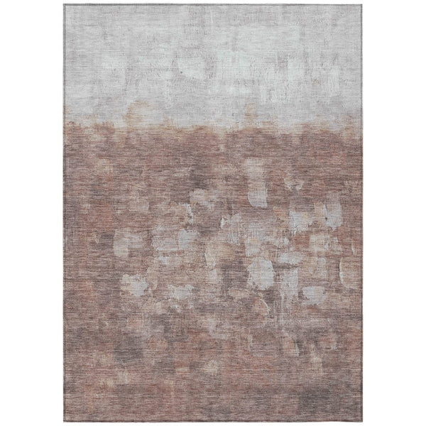 HomeRoots 5' X 8' Rust and Silver Abstract Area Rug - Durable, Washable, Indoor/Outdoor, Modern Design, Versatile Use 632084
