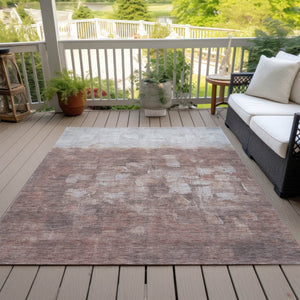 HomeRoots 5' X 8' Rust and Silver Abstract Area Rug - Durable, Washable, Indoor/Outdoor, Modern Design, Versatile Use 632084