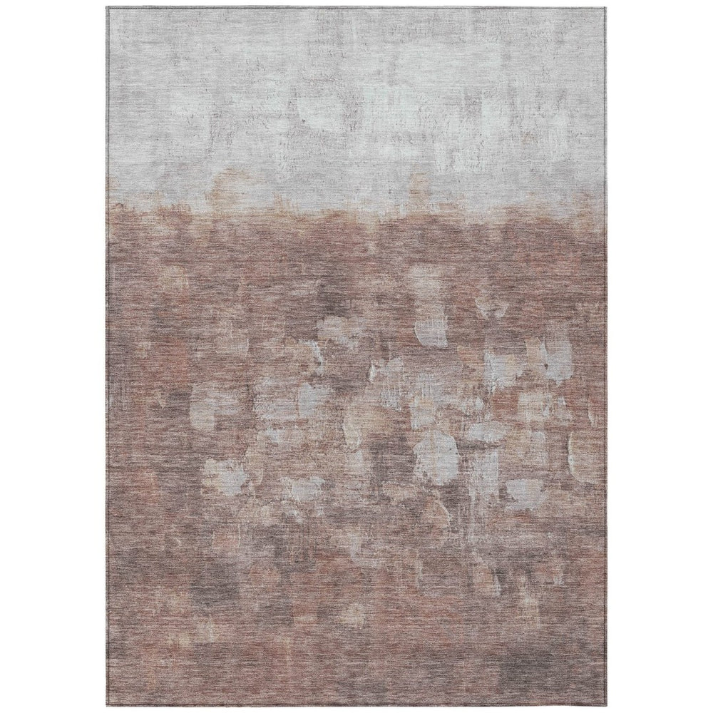 HomeRoots 8' X 10' Washable Rust and Silver Abstract Area Rug – Stylish, Durable for Indoor/Outdoor Spaces! 632086