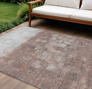 HomeRoots 9' X 12' Stylish Rust & Silver Abstract Area Rug - Durable, Washable, Indoor/Outdoor Versatility! 632087