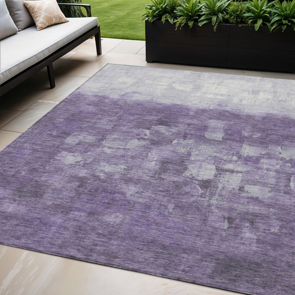 HomeRoots 5' Contemporary Purple and Silver Abstract Washable Area Rug for Indoor and Outdoor Spaces 5' X 8' 632090