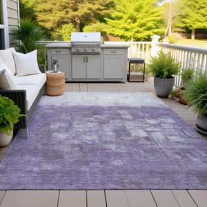 HomeRoots 5' Contemporary Purple and Silver Abstract Washable Area Rug for Indoor and Outdoor Spaces 5' X 8' 632090