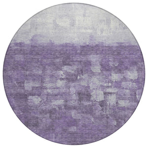 HomeRoots 8' Bold Purple & Silver Round Abstract Area Rug - Washable, Durable for Indoor & Outdoor Spaces 632091