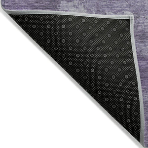 HomeRoots 8' Bold Purple & Silver Round Abstract Area Rug - Washable, Durable for Indoor & Outdoor Spaces 632091