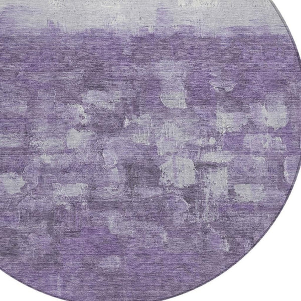 HomeRoots 8' Bold Purple & Silver Round Abstract Area Rug - Washable, Durable for Indoor & Outdoor Spaces 632091