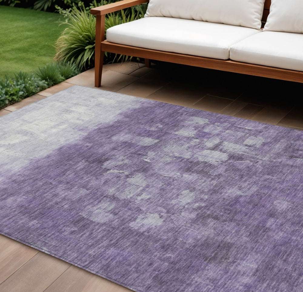 HomeRoots 8' X 10' Purple and Silver Abstract Area Rug – Stylish, Washable, Durable for Indoor & Outdoor Use! 632092