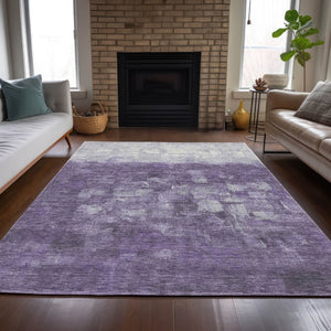 HomeRoots 8' X 10' Purple and Silver Abstract Area Rug – Stylish, Washable, Durable for Indoor & Outdoor Use! 632092