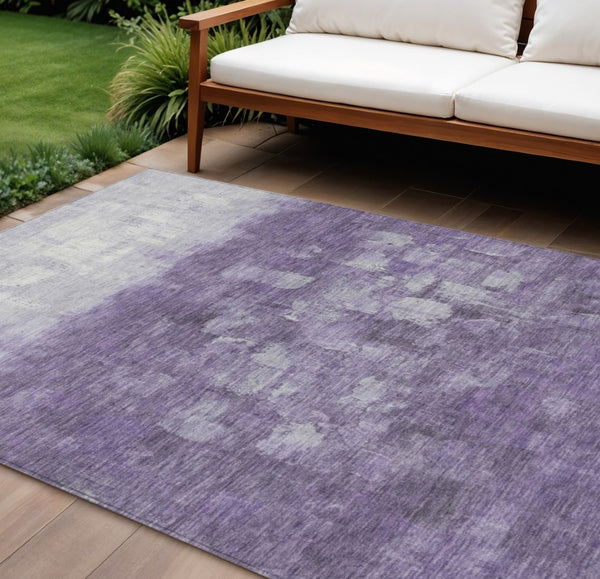 HomeRoots 5' Contemporary Purple and Silver Abstract Washable Area Rug for Indoor and Outdoor Spaces 9' X 12' 632093