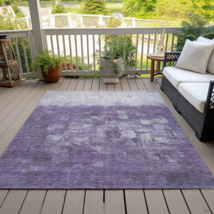 HomeRoots 5' Contemporary Purple and Silver Abstract Washable Area Rug for Indoor and Outdoor Spaces 9' X 12' 632093