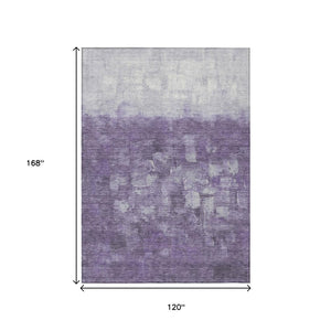 HomeRoots 5' Contemporary Purple and Silver Abstract Washable Area Rug for Indoor and Outdoor Spaces 10' X 14' 632094