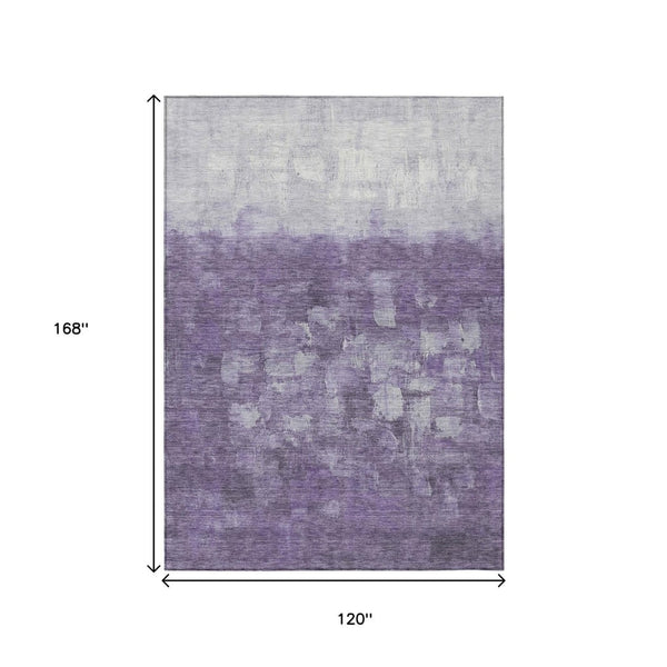 HomeRoots 5' Contemporary Purple and Silver Abstract Washable Area Rug for Indoor and Outdoor Spaces 10' X 14' 632094