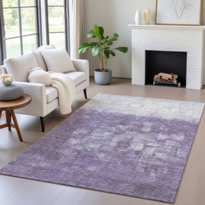 HomeRoots 5' Contemporary Purple and Silver Abstract Washable Area Rug for Indoor and Outdoor Spaces 10' X 14' 632094