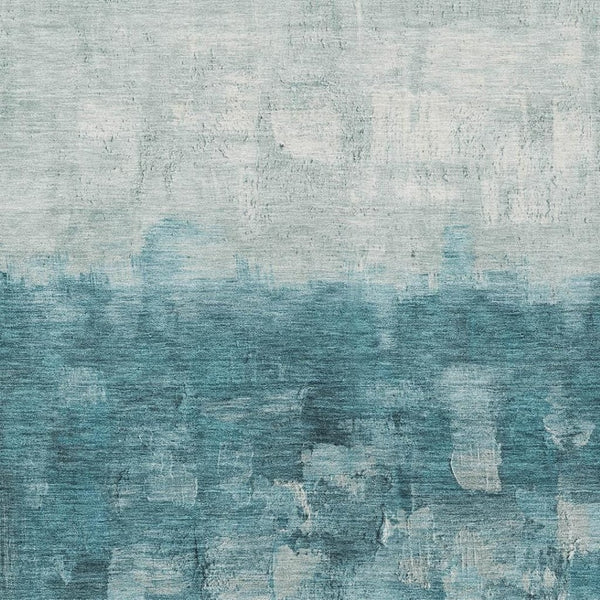 HomeRoots 5' Teal Blue and Silver Abstract Washable Area Rug for Stylish Indoor and Outdoor Spaces 5' X 8' 632096