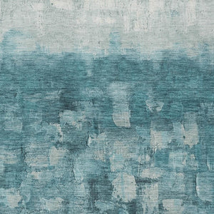 HomeRoots 8' X 10' Teal Blue and Silver Abstract Area Rug - Stylish, Washable, Indoor/Outdoor Versatile Decor! 632098