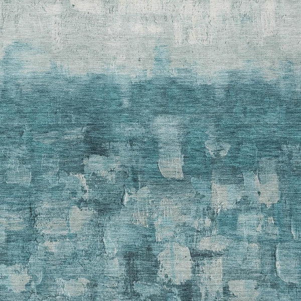 HomeRoots 8' X 10' Teal Blue and Silver Abstract Area Rug - Stylish, Washable, Indoor/Outdoor Versatile Decor! 632098