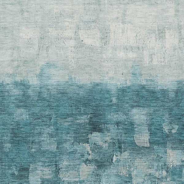 HomeRoots 5' Teal Blue and Silver Abstract Washable Area Rug for Stylish Indoor and Outdoor Spaces 9' X 12' 632099